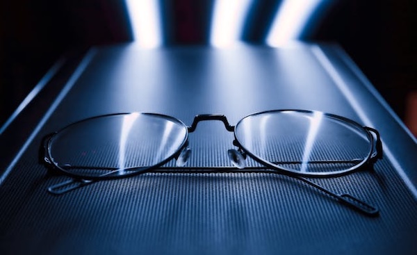Glasses on light