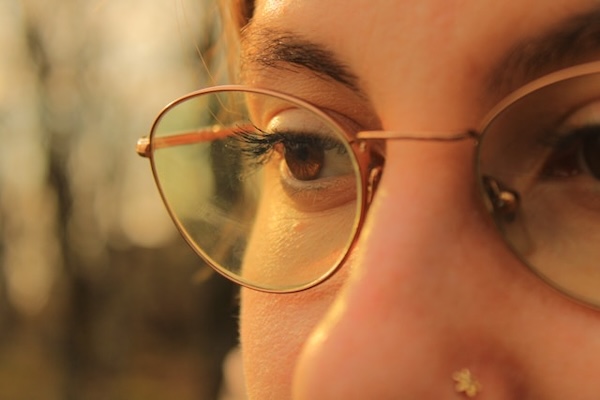 Woman wearing glasses close-up